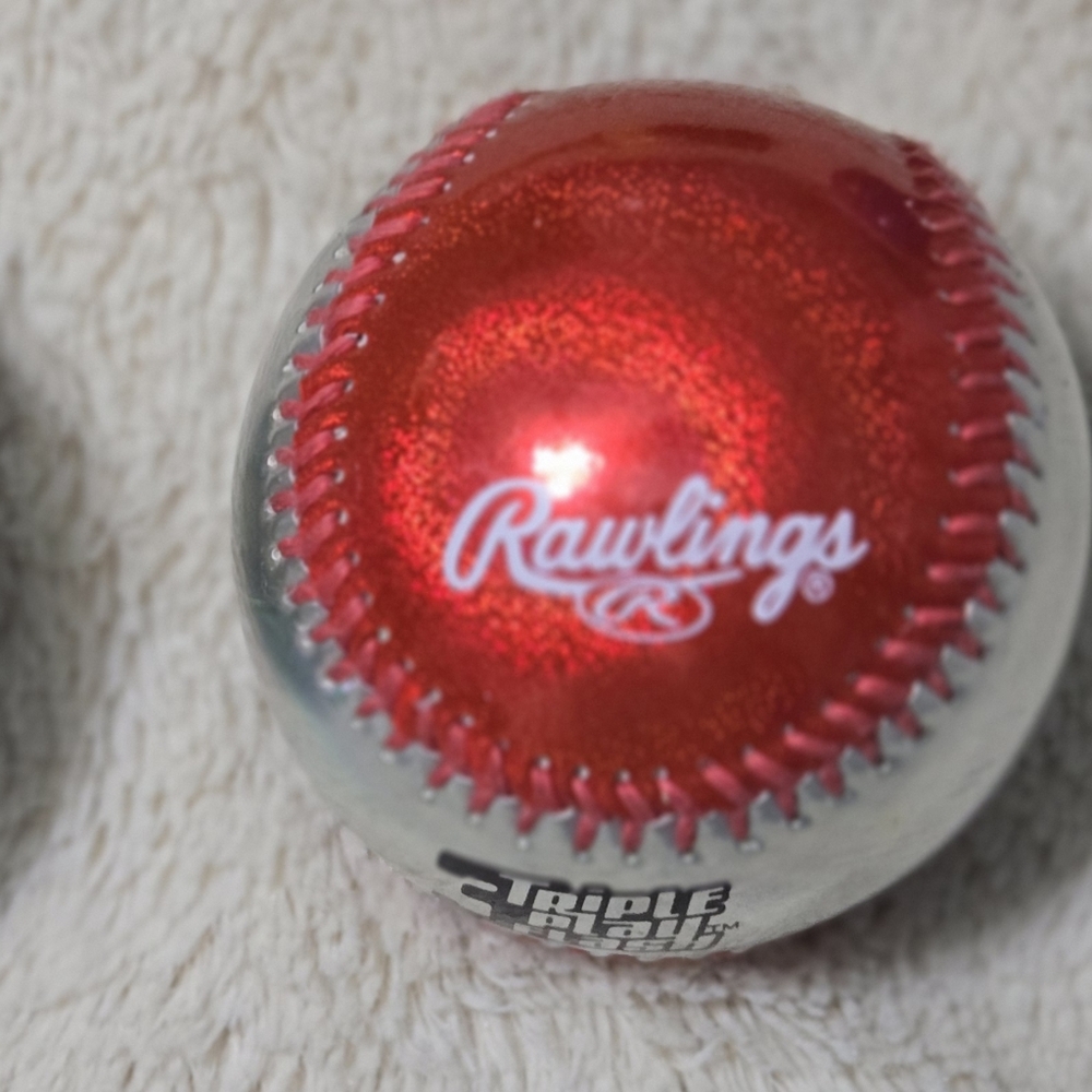 Rawlings MLB 3 Triple Play flash glitter red & silver Soft Baseball ⚾️ ball